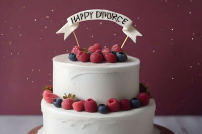 Un gâteau avec un message Happy Divorce dessus